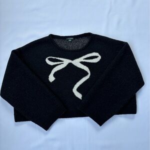 Wild Fable Black Sweater with White Bow Design